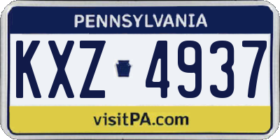 PA license plate KXZ4937