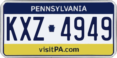 PA license plate KXZ4949
