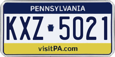 PA license plate KXZ5021