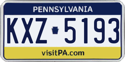 PA license plate KXZ5193