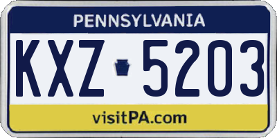 PA license plate KXZ5203