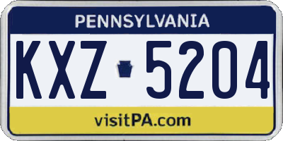 PA license plate KXZ5204
