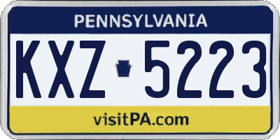 PA license plate KXZ5223