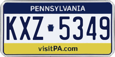 PA license plate KXZ5349