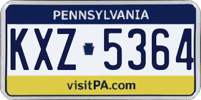 PA license plate KXZ5364