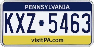 PA license plate KXZ5463