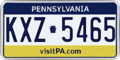 PA license plate KXZ5465