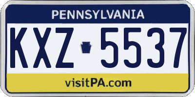 PA license plate KXZ5537