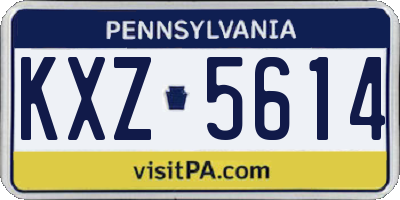 PA license plate KXZ5614