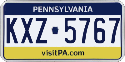 PA license plate KXZ5767