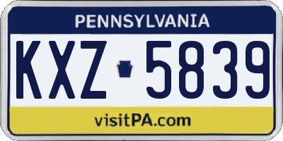 PA license plate KXZ5839