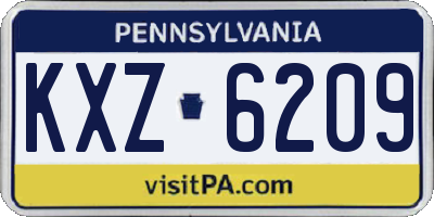 PA license plate KXZ6209