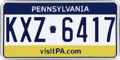 PA license plate KXZ6417