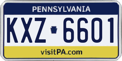 PA license plate KXZ6601