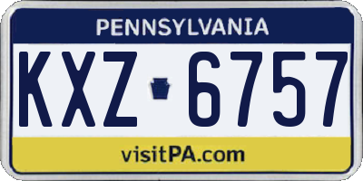 PA license plate KXZ6757