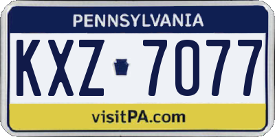 PA license plate KXZ7077