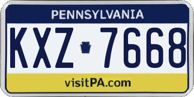 PA license plate KXZ7668