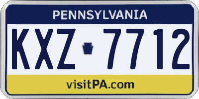 PA license plate KXZ7712