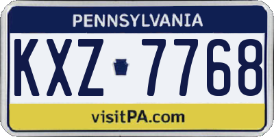 PA license plate KXZ7768