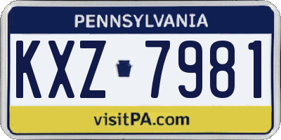 PA license plate KXZ7981