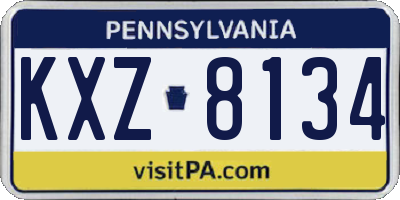 PA license plate KXZ8134