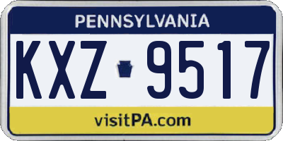 PA license plate KXZ9517