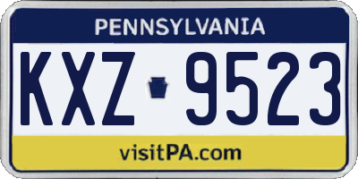 PA license plate KXZ9523