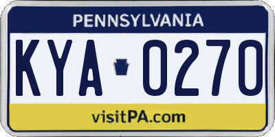 PA license plate KYA0270