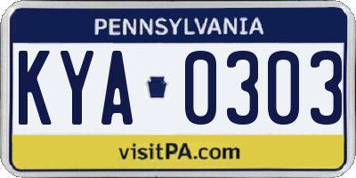 PA license plate KYA0303