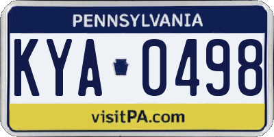 PA license plate KYA0498