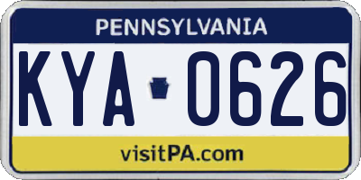 PA license plate KYA0626