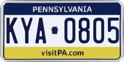PA license plate KYA0805