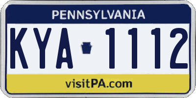 PA license plate KYA1112