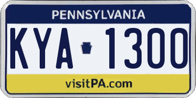 PA license plate KYA1300