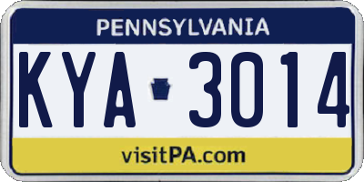 PA license plate KYA3014
