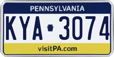 PA license plate KYA3074
