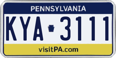 PA license plate KYA3111