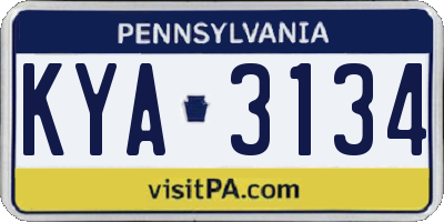 PA license plate KYA3134