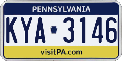 PA license plate KYA3146