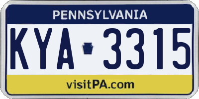 PA license plate KYA3315