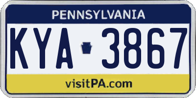 PA license plate KYA3867