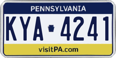 PA license plate KYA4241