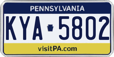 PA license plate KYA5802