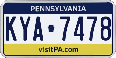 PA license plate KYA7478