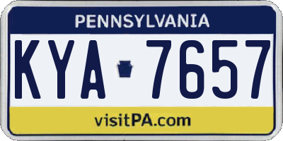 PA license plate KYA7657