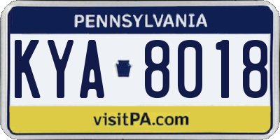 PA license plate KYA8018