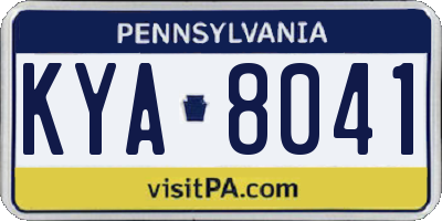PA license plate KYA8041