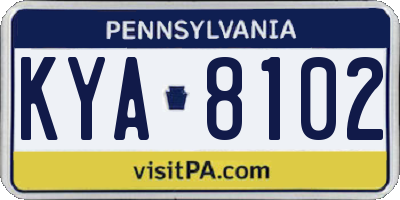 PA license plate KYA8102