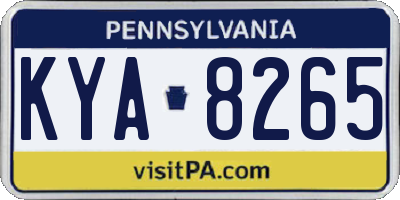 PA license plate KYA8265