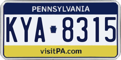 PA license plate KYA8315